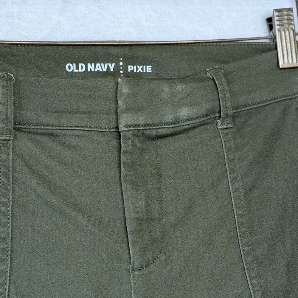 Old Navy Pixie Sateen Pants Women's 10 Tapered Ankle Stretch Olive Green Casual - Picture 7 of 16